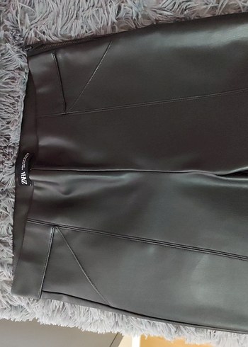 ZARA Siyah Deri Kadın Pantolon - Görsel 7