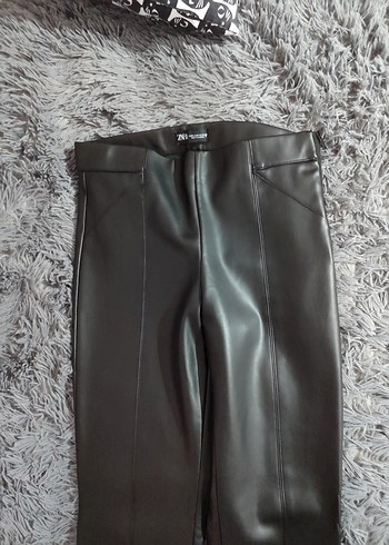 ZARA Siyah Deri Kadın Pantolon - Görsel 10