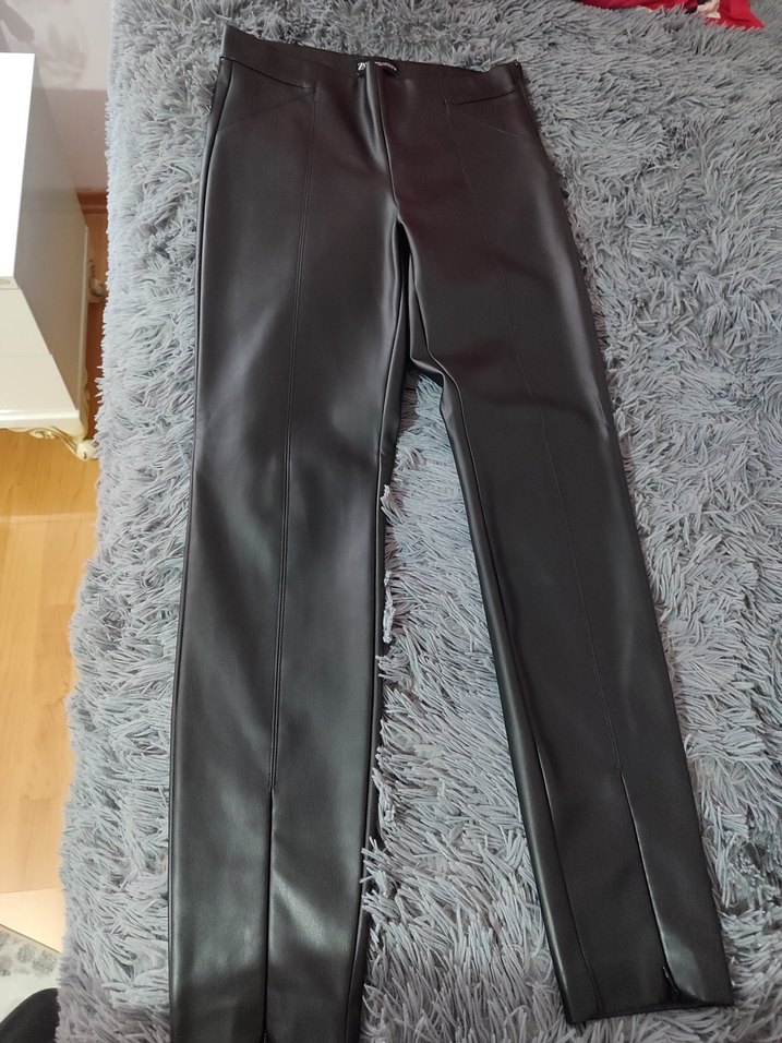 ZARA Siyah Deri Kadın Pantolon - Görsel 2