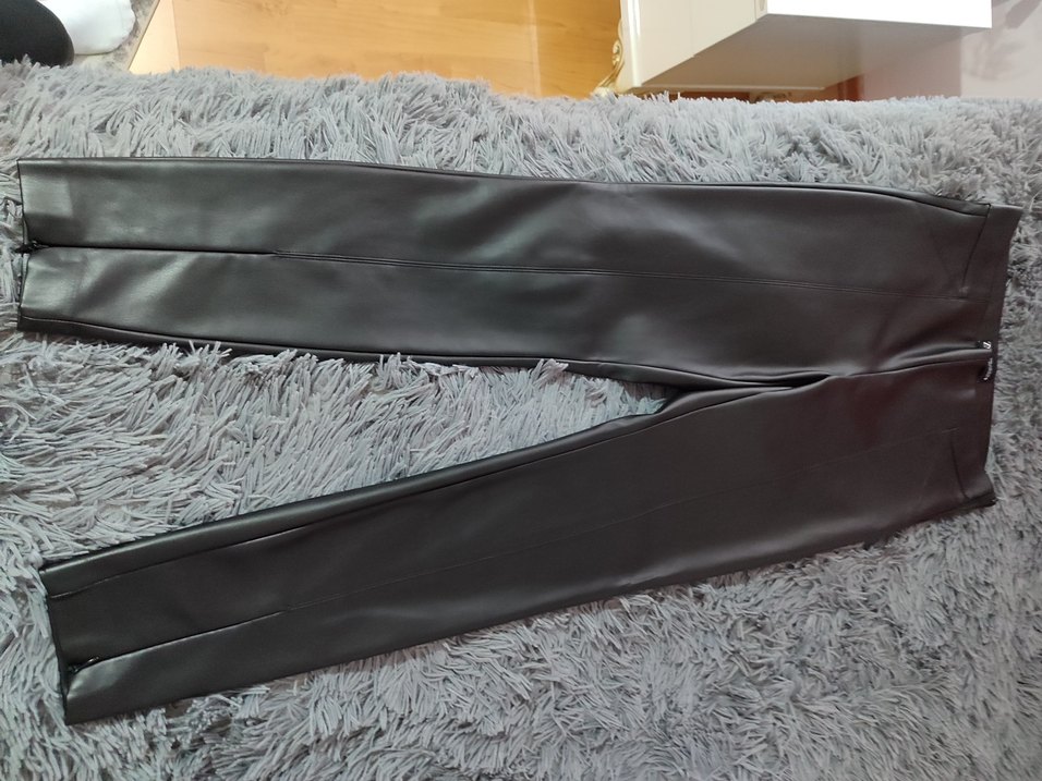 ZARA Siyah Deri Kadın Pantolon - Görsel 5