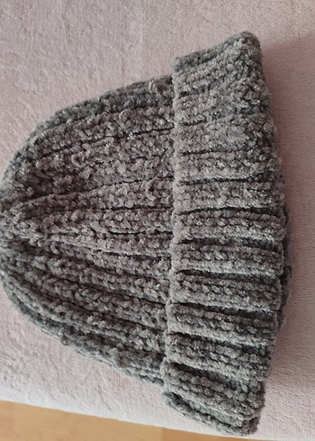 Gri Kadın Örgü Bere - Görsel 2