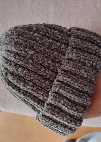 Gri Kadın Örgü Bere - Görsel 5