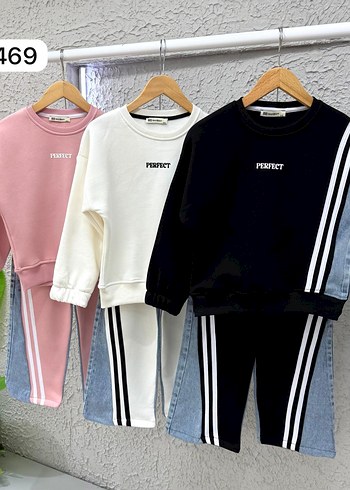 Kızlar için Pembe Denim Sweatpant Takım - Görsel 2