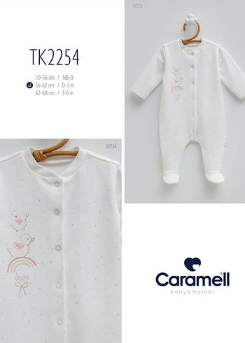 Caramell Beyaz Nakışlı Bebek Tulumu - Görsel 2