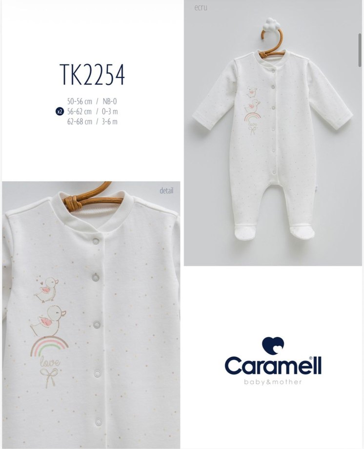 Caramell Beyaz Nakışlı Bebek Tulumu - Görsel 2