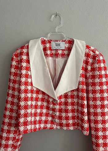 Kırmızı Mini Kadın Blazer Ceket - Görsel 3