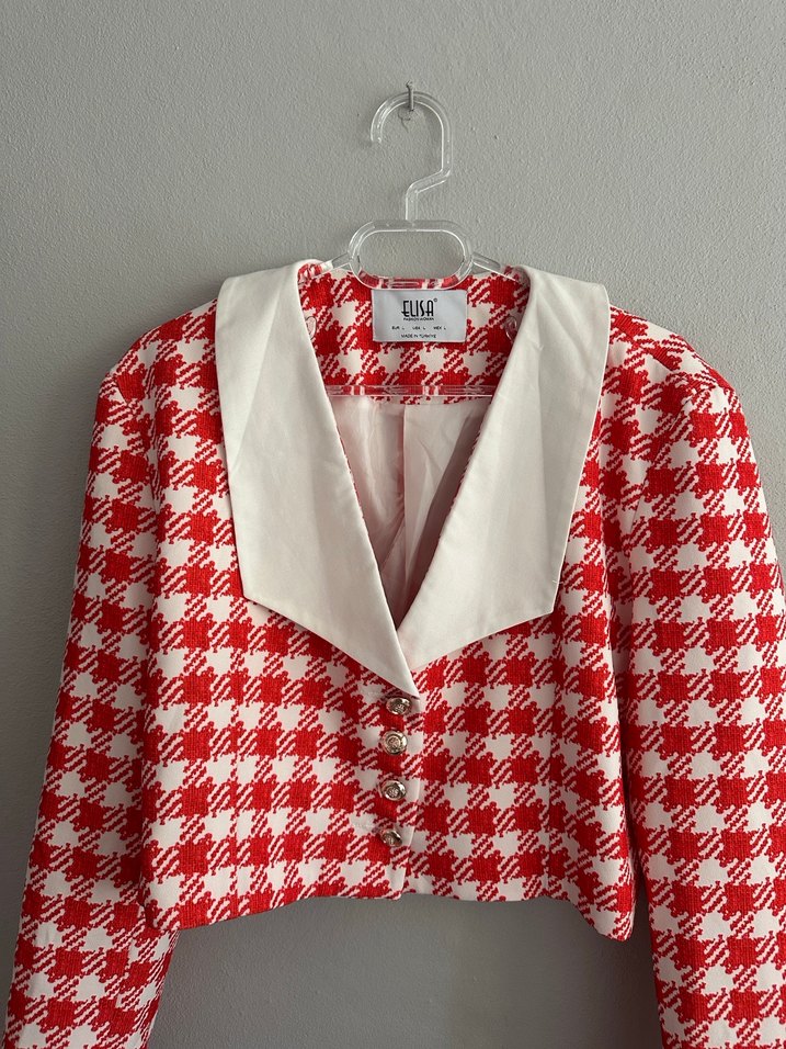 Kırmızı Mini Kadın Blazer Ceket - Görsel 3