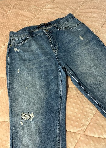 Kadın Mavi Bol Kesim Denim Pantolon - Görsel 2