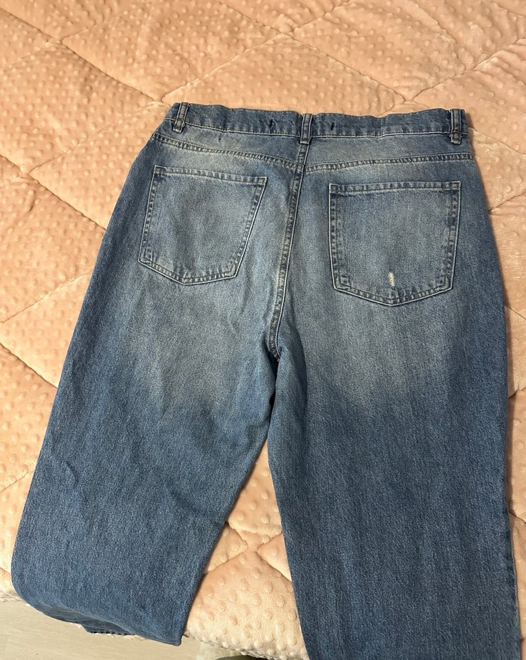 Kadın Mavi Bol Kesim Denim Pantolon - Görsel 3