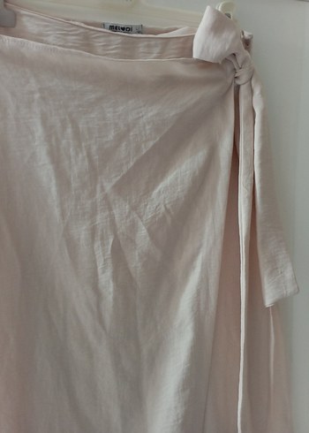 Bej Keten Drapeli Uzun Etek - Görsel 3