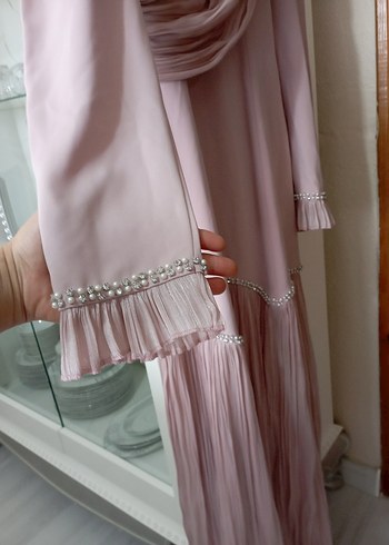 Uzun Kol, Etnik Desenli Pembe Nişan elbisesi - Görsel 2