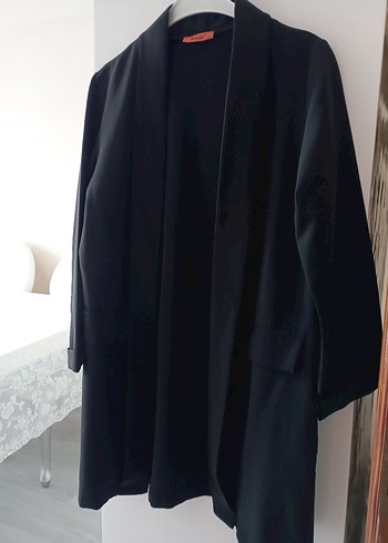 Siyah Drapeli Kadın Ofis ceket - Görsel 3