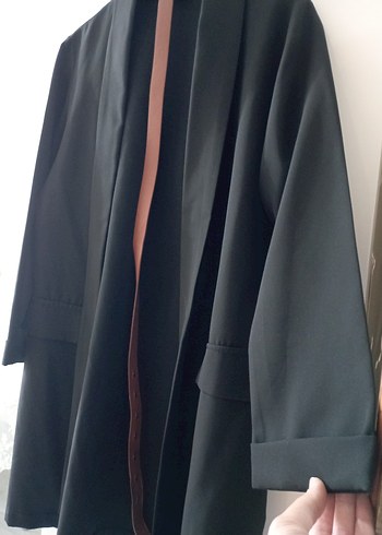 Siyah Drapeli Kadın Ofis ceket - Görsel 2