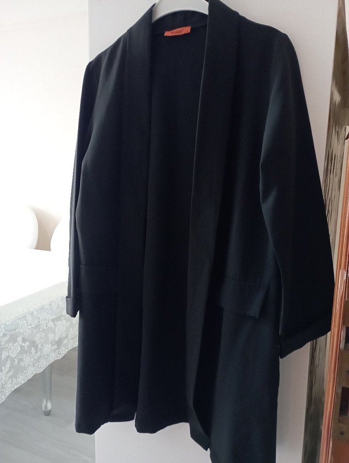 Siyah Drapeli Kadın Ofis ceket - Görsel 3