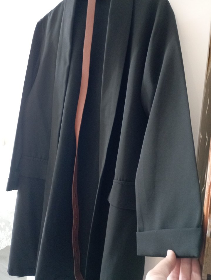 Siyah Drapeli Kadın Ofis ceket - Görsel 2