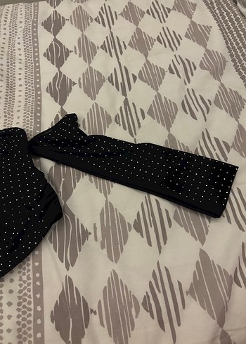 Düğmeli Siyah Puantiyeli Mini Straplez Büstiyer - Görsel 3