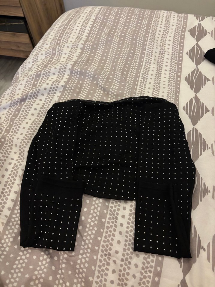 Düğmeli Siyah Puantiyeli Mini Straplez Büstiyer - Görsel 2