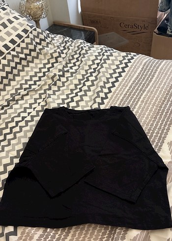 Kadın Siyah Kısa Kollu Crop Top - Görsel 2