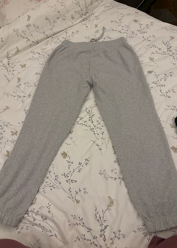 Gri Kadın Salaş Pamuklu Eşofman Altı - Görsel 3