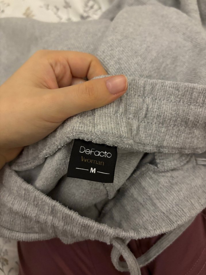 Gri Kadın Salaş Pamuklu Eşofman Altı - Görsel 5