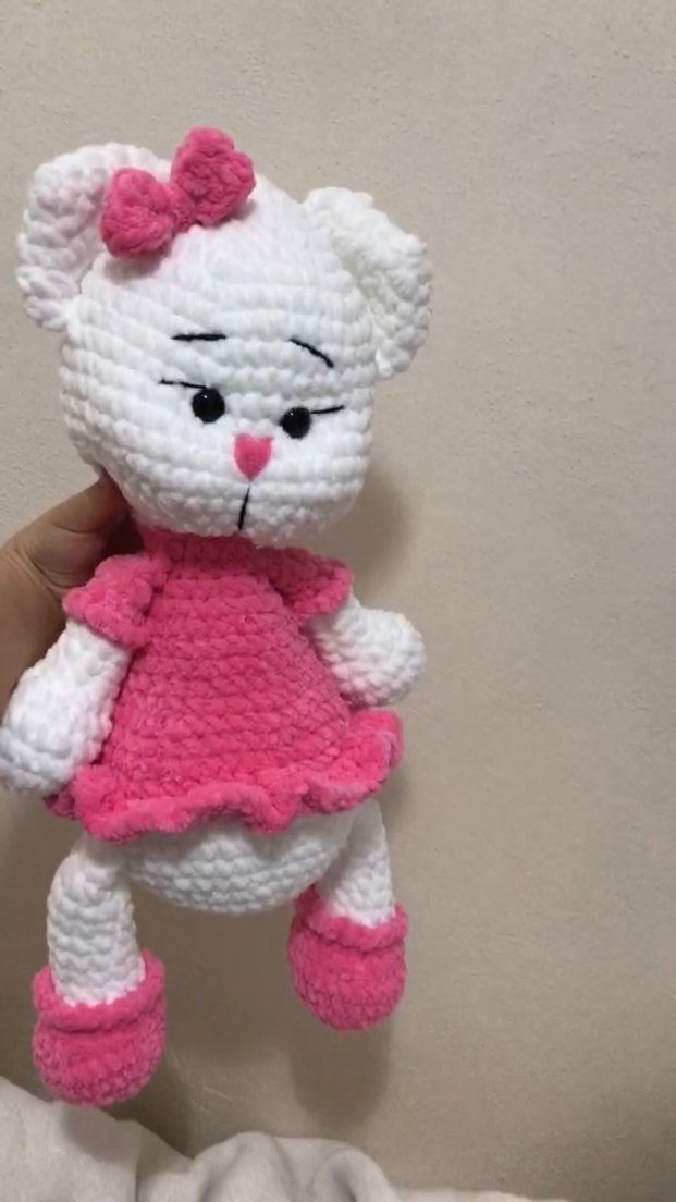 Pembe El Yapımı boy 50 cm Peluş Ayıcık - Görsel 2