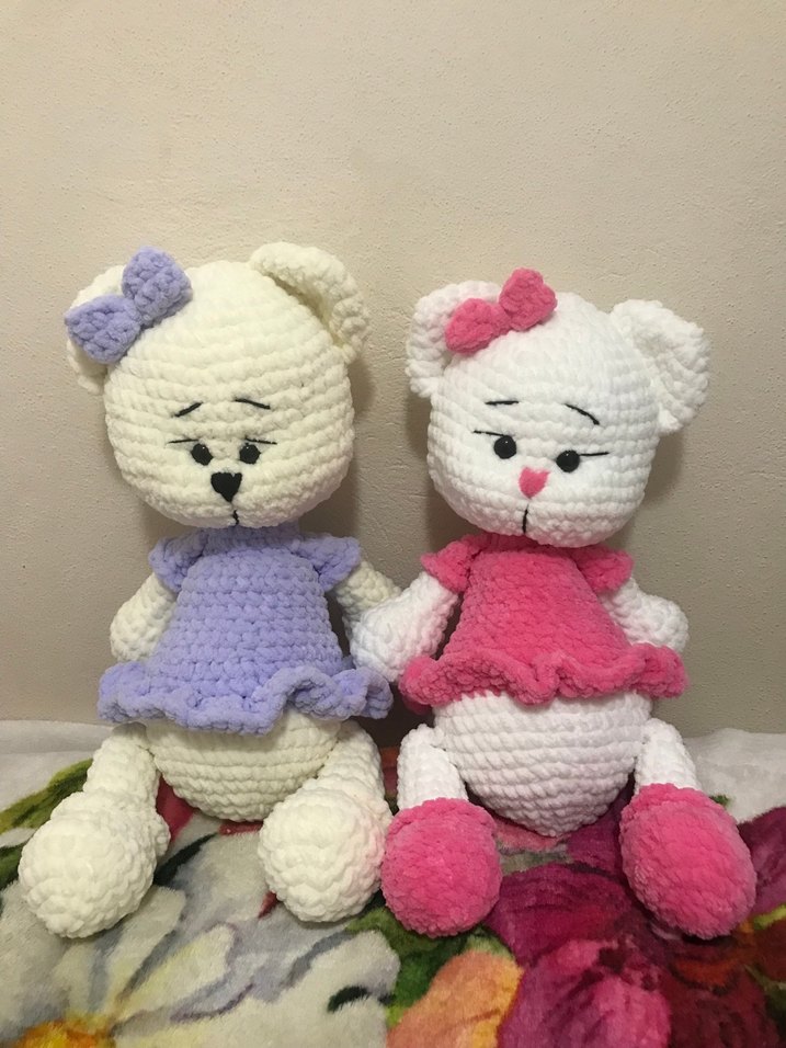 Pembe El Yapımı boy 50 cm Peluş Ayıcık - Görsel 3