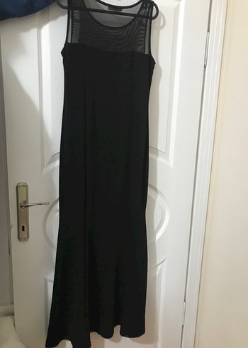 Siyah Yılan Desenli Uzun Abiye Elbise - Görsel 3