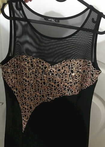 Siyah Yılan Desenli Uzun Abiye Elbise - Görsel 2