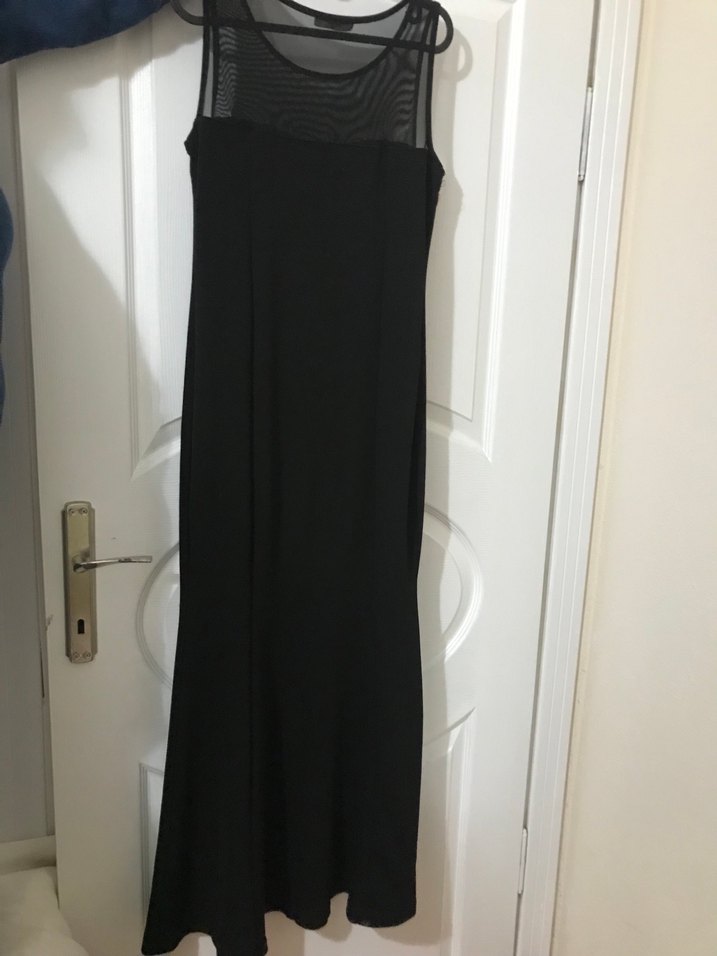 Siyah Yılan Desenli Uzun Abiye Elbise - Görsel 3