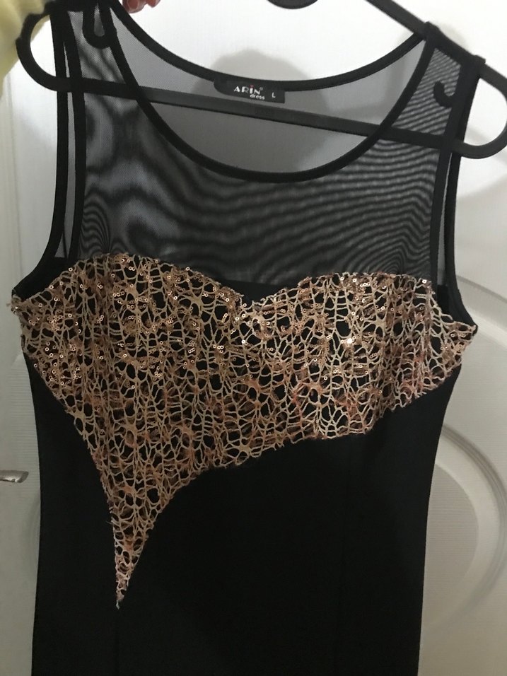 Siyah Yılan Desenli Uzun Abiye Elbise - Görsel 2