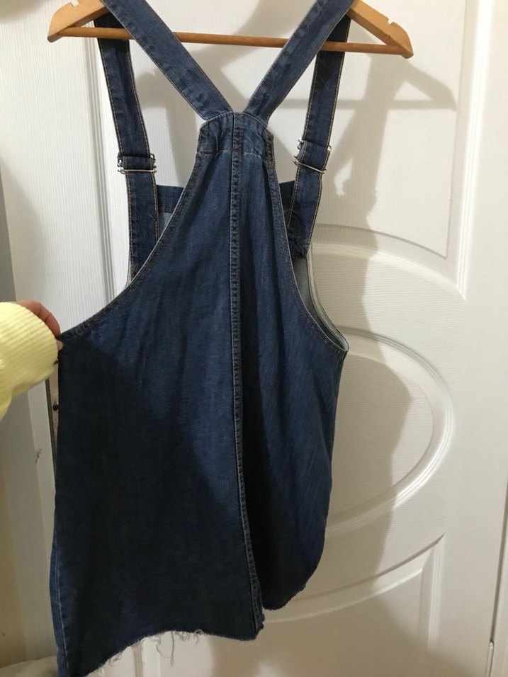 Kadın Lacivert Denim Midi Salopet - Görsel 2