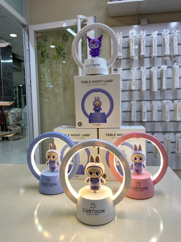 Mor Karikatürlü Masa Gece Lambası - Görsel 2