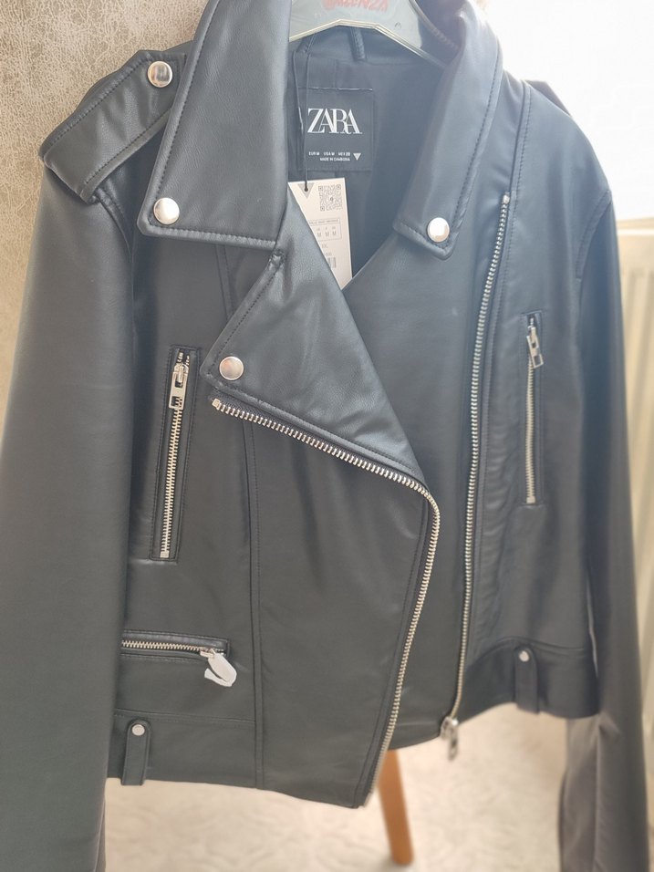 Siyah Biker Deri Ceket - Görsel 3