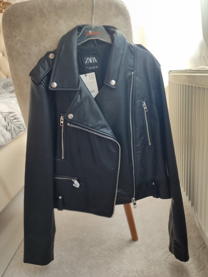 Siyah Biker Deri Ceket - Görsel 2