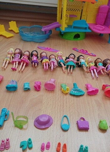 14 adet bebek polly pocket #pollypocket portatif evi arabası bar