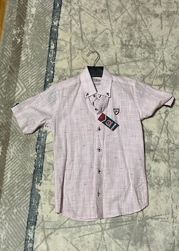 Erkek Çocuk Kısa Kollu Pembe Gömlek - Görsel 3