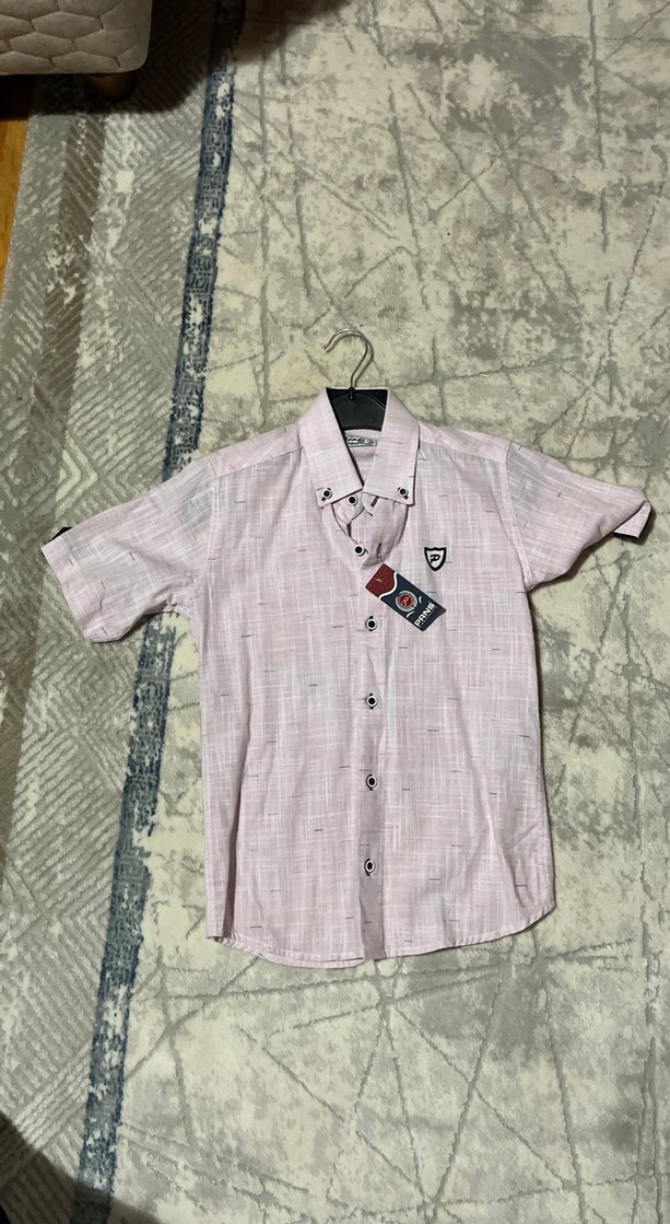 Erkek Çocuk Kısa Kollu Pembe Gömlek - Görsel 3