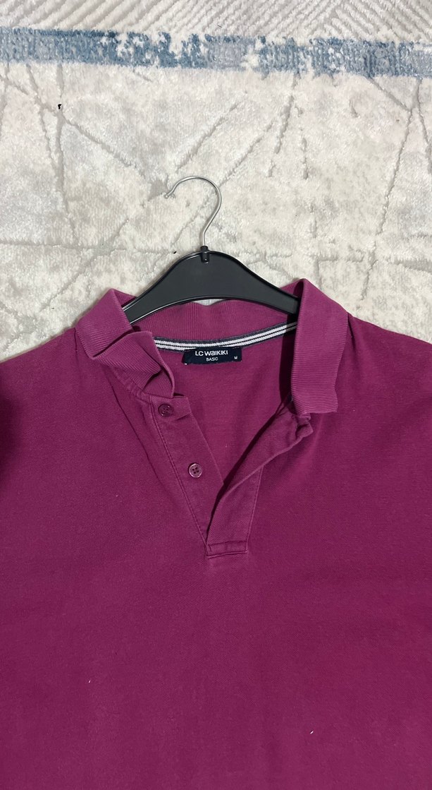 Bordo Düğmeli Erkek Polo Tişört - Görsel 3