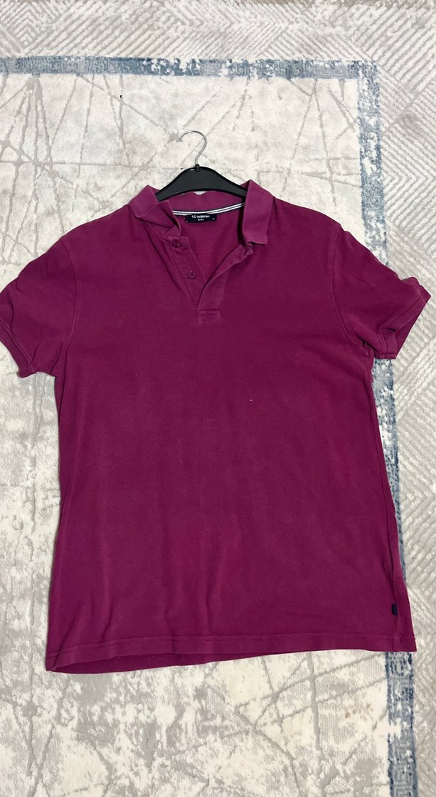 Bordo Düğmeli Erkek Polo Tişört - Görsel 2