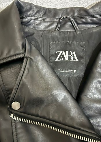 Siyah Kemerli Kısa Deri Biker Ceket - Görsel 6