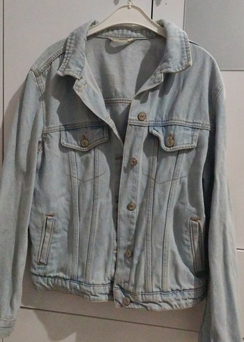 Düğmeli Mavi Kadın kot Ceket - Görsel 2