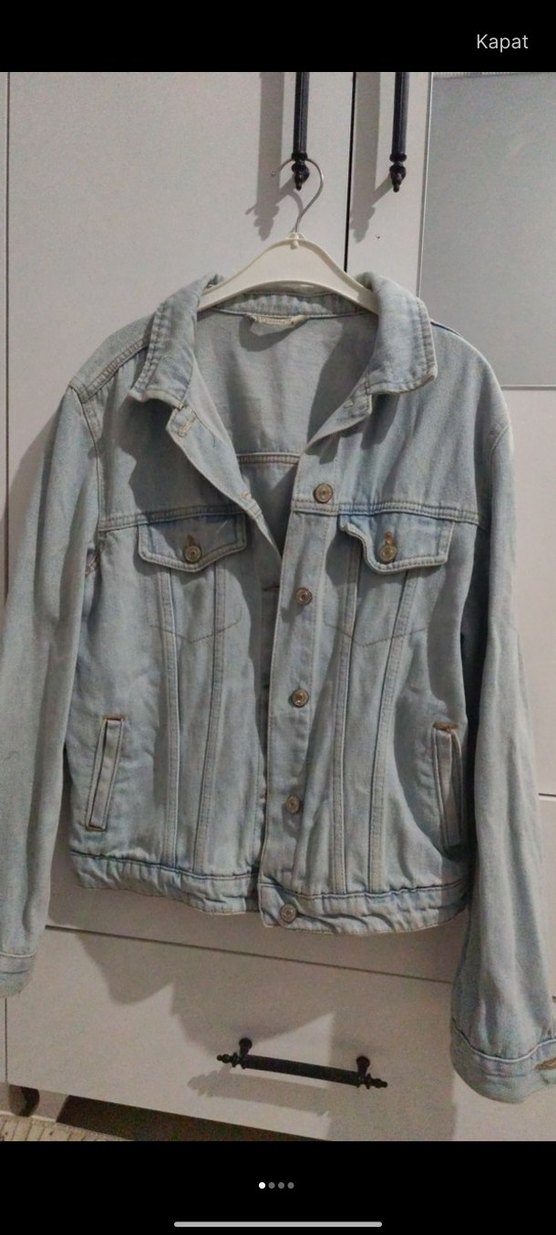 Düğmeli Mavi Kadın kot Ceket - Görsel 2