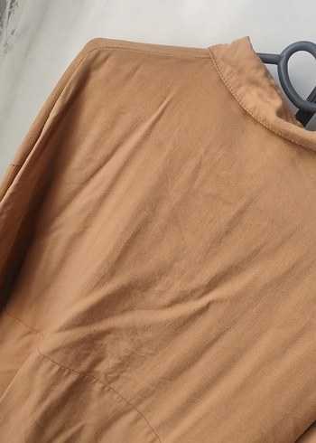 Bej Keten Kadın Gömlek Düğmeli Rahat Kesim - Görsel 4