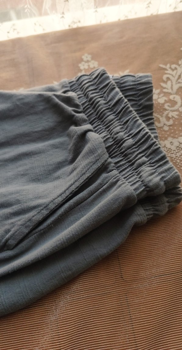 Gri Keten Midi Rahat Kesim Kadın Pantolon - Görsel 3