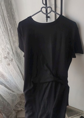 Siyah Drapeli bağlamalı Uzun Kadın Elbise - Görsel 6