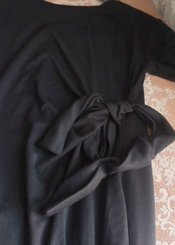 Siyah Drapeli bağlamalı Uzun Kadın Elbise - Görsel 2