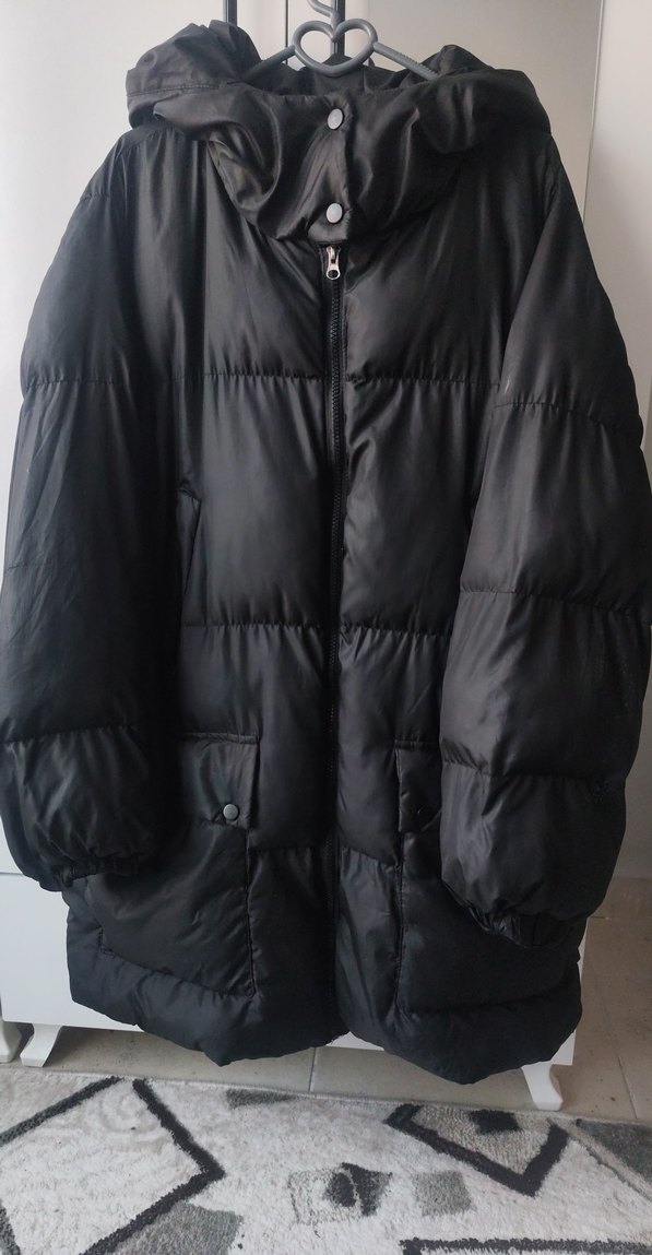 Düğmeli Siyah Kadın Kışlık Mont - Görsel 2