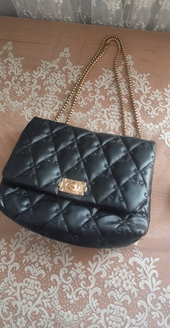 Zincir Detaylı Siyah Kadın Deri Çanta - Görsel 5