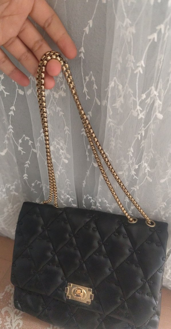 Zincir Detaylı Siyah Kadın Deri Çanta - Görsel 2