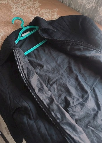 Siyah Kadın Midi Boy Fermuarlı Ceket - Görsel 4